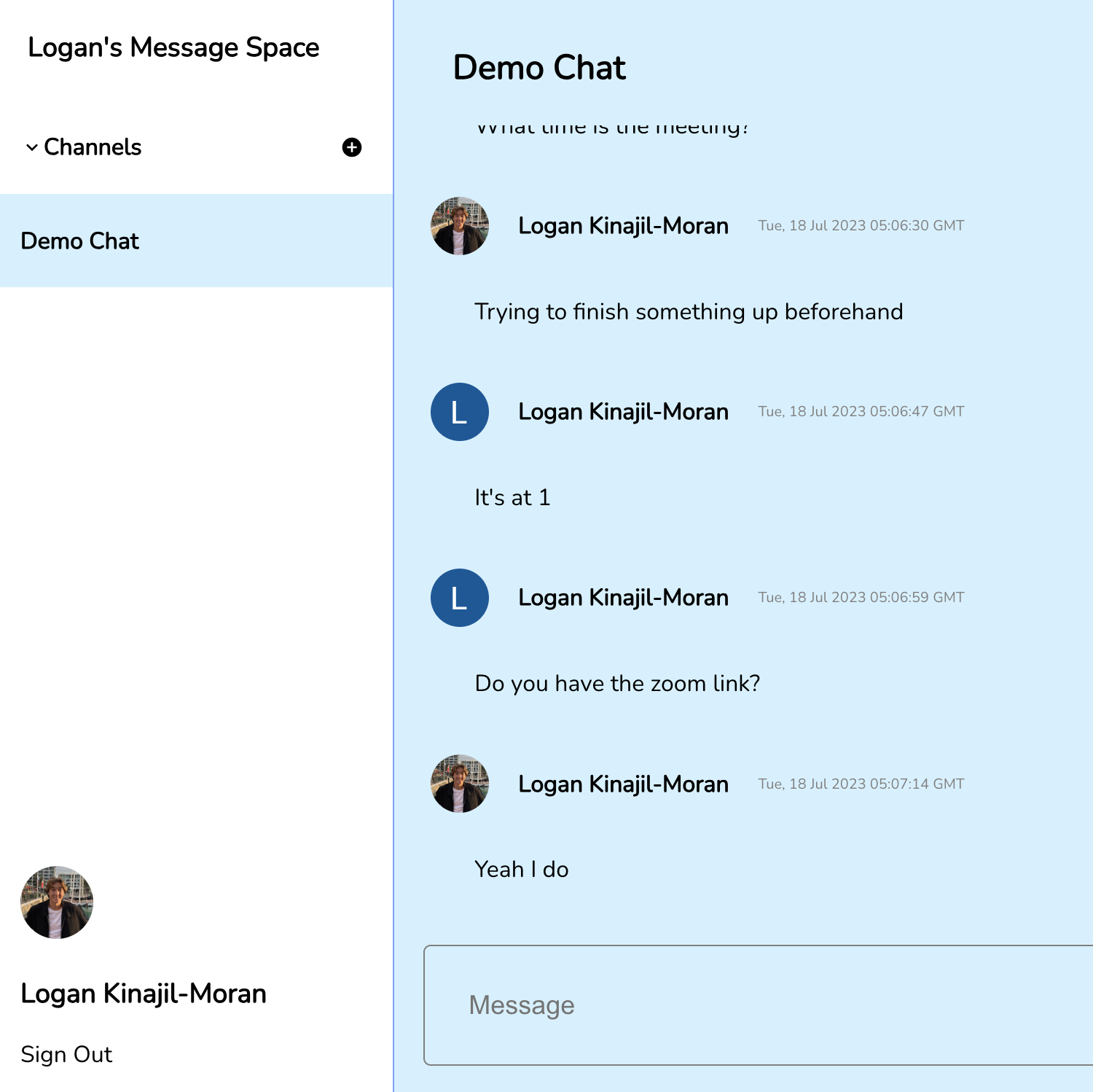 Messaging Space App